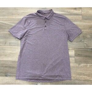 Lululemon Metal Tech Polo Shirt Men's M Heather Purple Short Sleeve Vented Golf